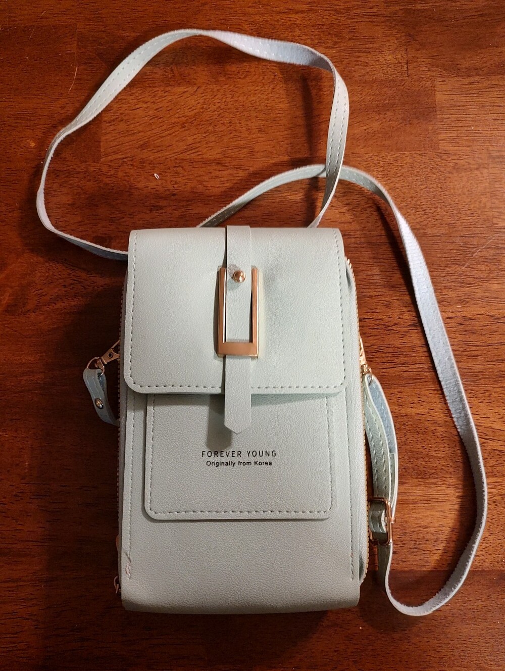 Forever Young Mint Green Crossbody Bag with Gold Accent